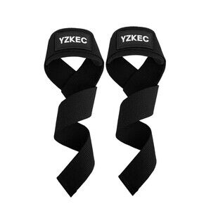 24" Cotton Weight Lifting Wrist Straps with Neoprene Cushioned - Black Straps